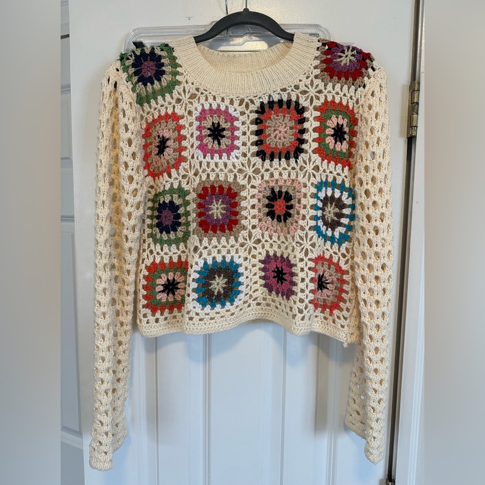 Debut colorful crochet sweater